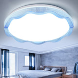 16/19.5 Simple Style Scalloped Ceiling Lamp With Acrylic Diffuser - White/Blue/Gold Flush Light