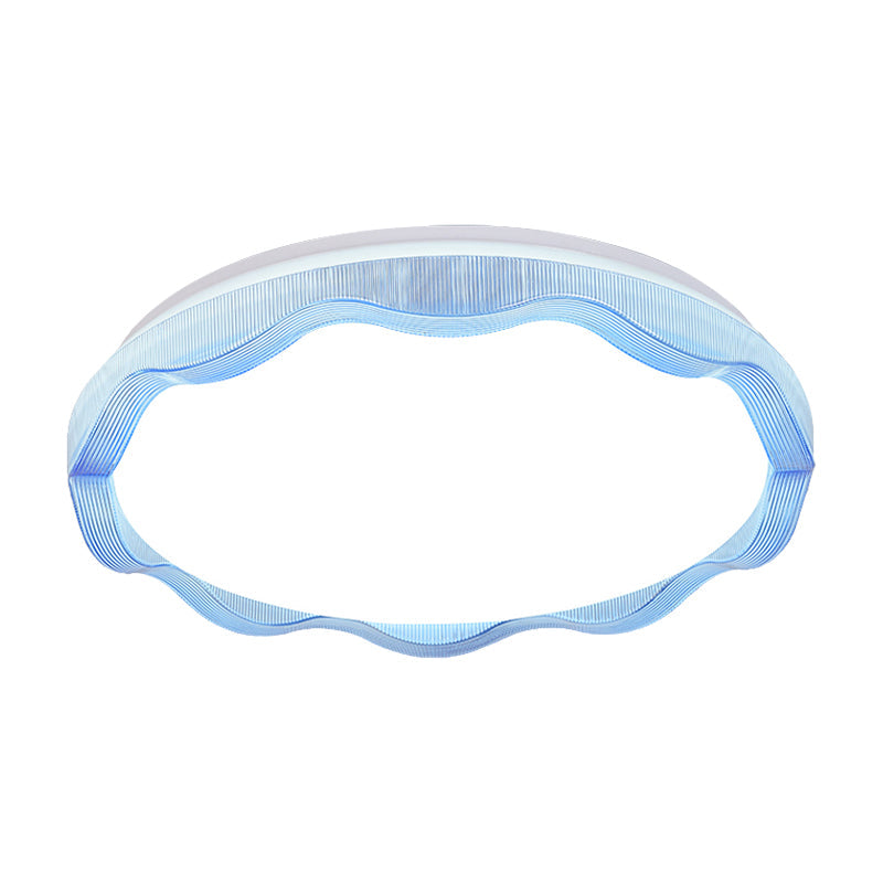 16’/19.5’ Simple Style Scalloped Ceiling Lamp With Acrylic Diffuser - White/Blue/Gold Flush