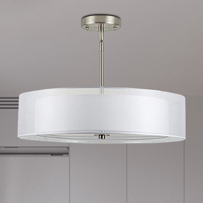 Contemporary Fabric White Led Hanging Pendant Lamp - 16/19.5/23.5 Diameter