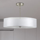 Contemporary Fabric White Led Hanging Pendant Lamp - 16/19.5/23.5 Diameter