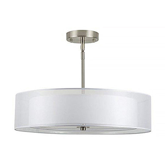 Contemporary White Fabric Led Cylinder Pendant Lamp - 16’/19.5’/23.5’ Dia