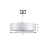 Contemporary Fabric White Led Hanging Pendant Lamp - 16/19.5/23.5 Diameter