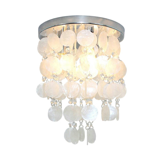 Nordic Shell White Wind Chime Pendant Chandelier - 1 Light Hanging Lamp Multiple Sizes Available