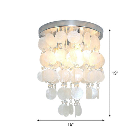 Nordic Shell White Wind Chime Pendant Chandelier - 1 Light Hanging Lamp Multiple Sizes Available