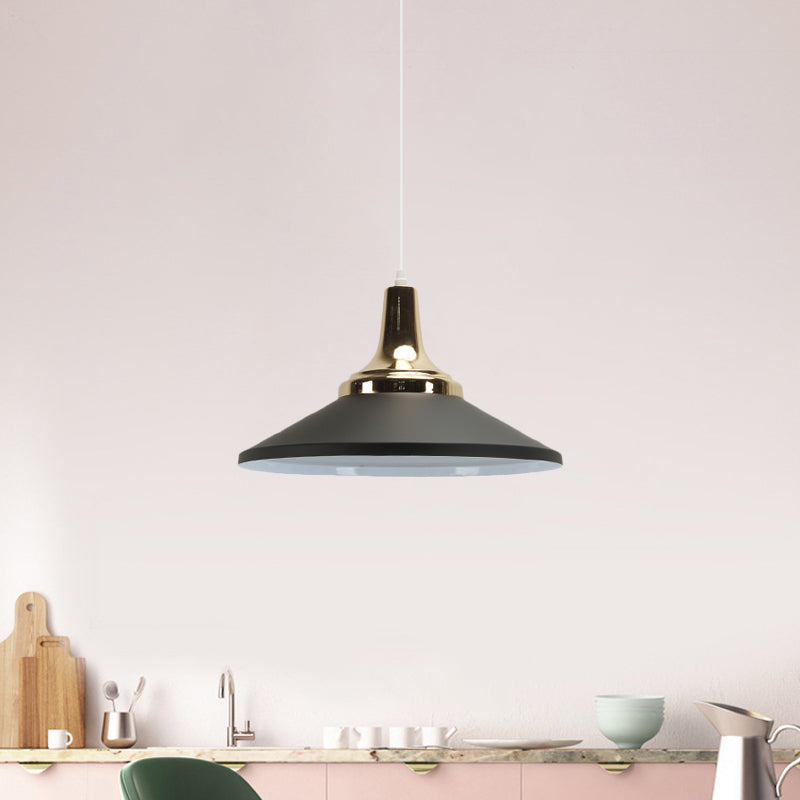 Modern Aluminum Pendant Light For Hotel Kitchen - Sleek Shallow Cone Design