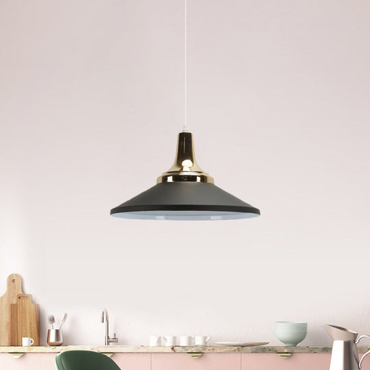 Modern Shallow Cone Pendant Light - Aluminum Hanging Lamp For Hotel Kitchen