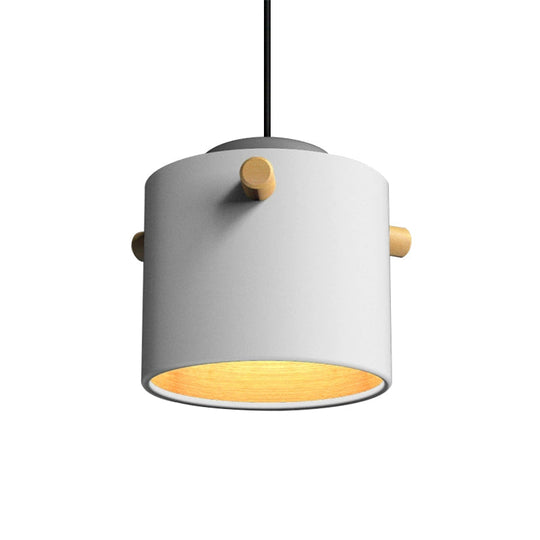 Modern 1 Light Metal Shade Hanging Pendant Green/Pink/White Cylinder Fixture