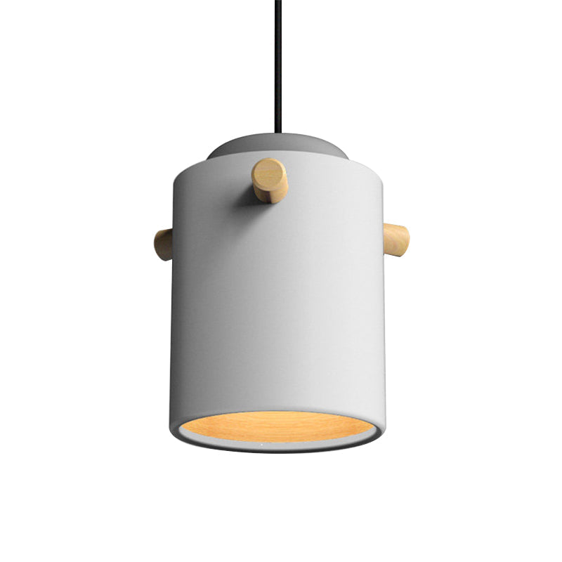 Modern Metal Shade Cylinder Pendant Light Fixture - Green/Pink/White Hanging Lighting