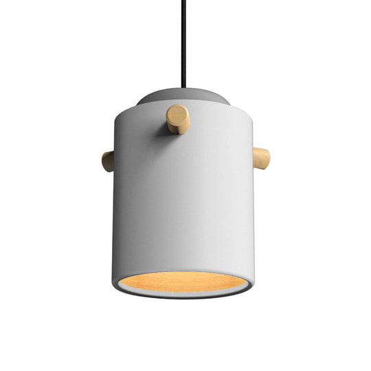 Modern 1 Light Metal Shade Hanging Pendant Green/Pink/White Cylinder Fixture