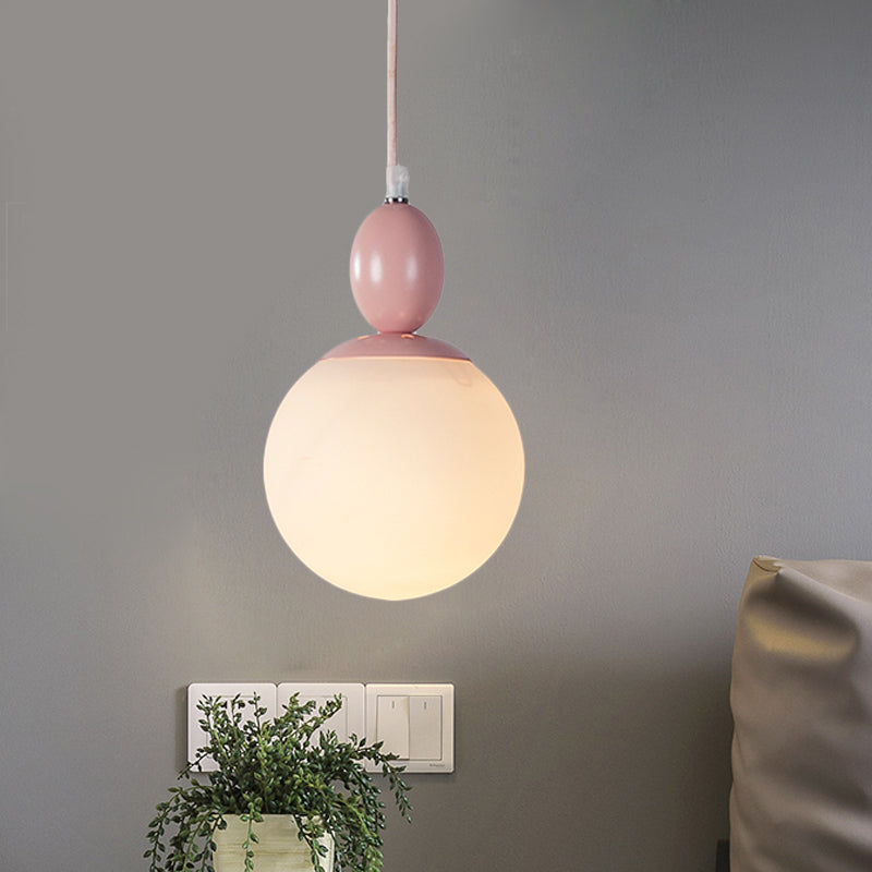 Pendulum Glass Pendant Lighting - Post-Modern 1 Light Hanging Lamp In White With Grey/Blue/Green