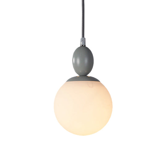 Pendulum Glass Pendant Lighting - Post-Modern 1 Light Hanging Lamp In White With Grey/Blue/Green