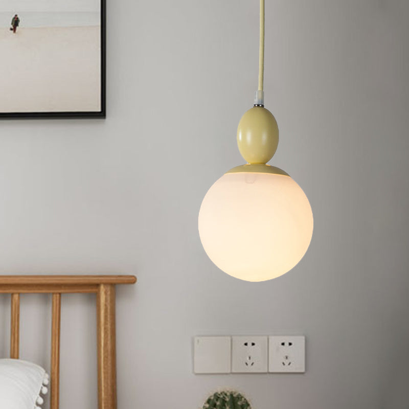 Pendulum White Glass Pendant Light: Post-Modern 1-Light Grey/Blue/Green Hanging Lamp