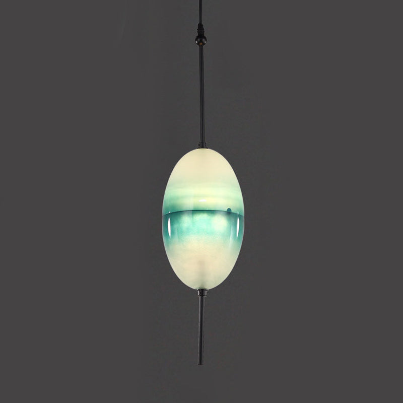 Modern Blue Teardrop Pendant Lamp With Glass Shade In White/Warm Light