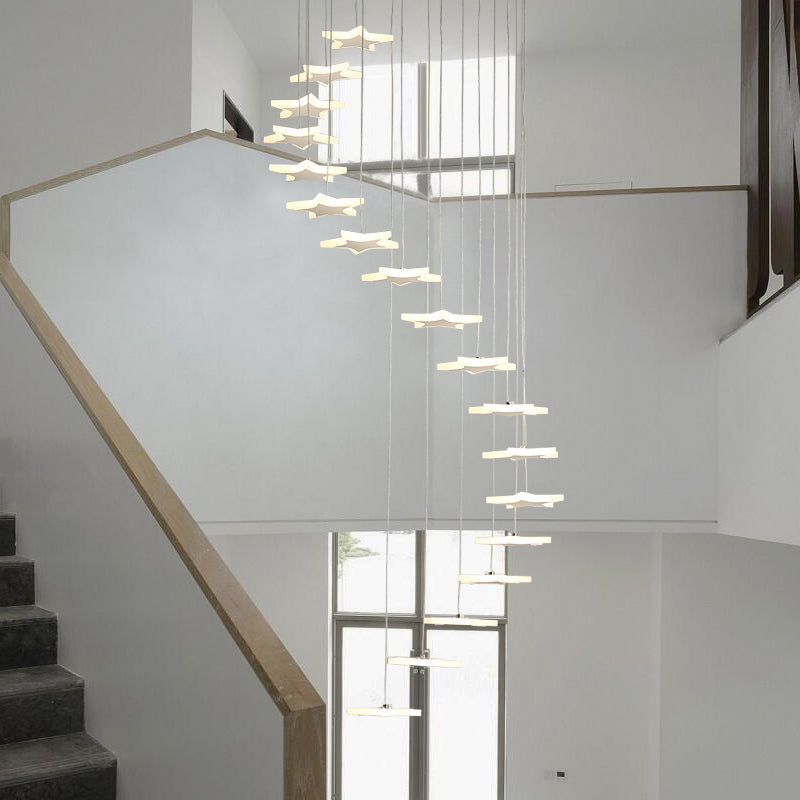 Contemporary Led Acrylic Spiral Hanging Star Lights - 8/12/18 Heads Warm/White Light