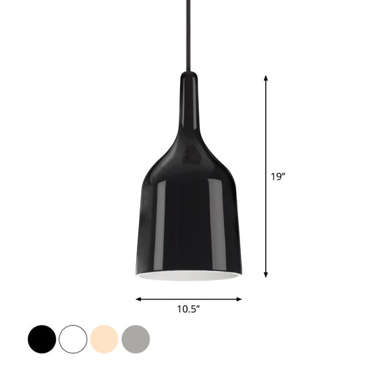 Modern Metal Bell Pendant Light - 6’/8’/10.5’ Wide 1 Black/White/Chrome Hanging Ceiling Lamp