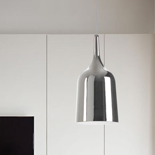 Modern Metal Bell Pendant Light - 6’/8’/10.5’ Wide 1 Black/White/Chrome Hanging Ceiling Lamp