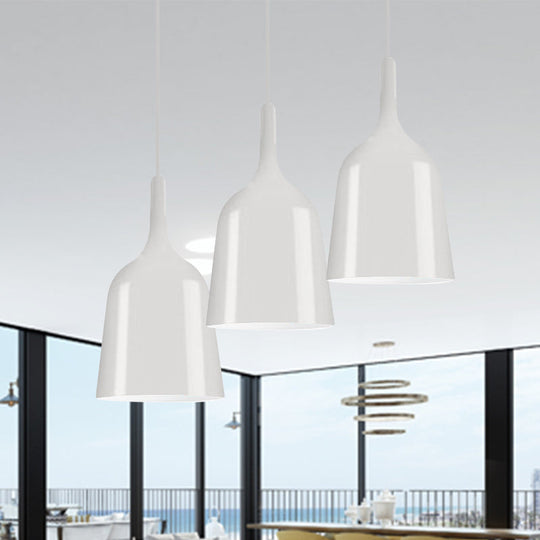 Bunda - Modern 6/8/10.5 Wide Bell Pendant Lighting Metal 1 Light Black/White/Chrome Hanging Ceiling