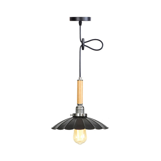 Adjustable Scalloped Pendant Light For Dining Table - 1-Light Indoor Fixture