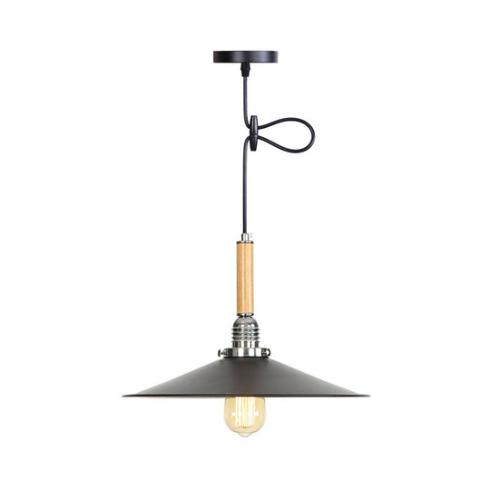 Adjustable Metallic Saucer Pendant Light For Kitchen - Industrial Ceiling Hanging With 1 Bulb