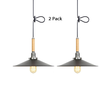 Adjustable Metallic Saucer Pendant Light - Industrial Ceiling Hanging For Kitchen Black / 2