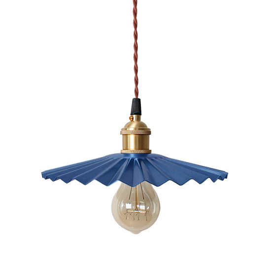 Modern Black/Red Metallic Scalloped Hanging Ceiling Light - Stylish Head Pendant For Bedside