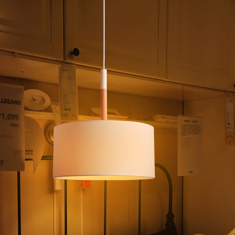 Simple Fabric Drum Ceiling Pendant Light - 10/16 Dia 1 White/Black Hanging Lamp Kit