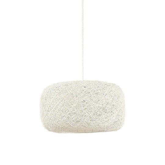 Modern Woven Rattan Drum Pendant Lamp - 8’/12’ Diameter Black/White