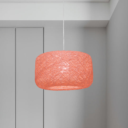 Modern Woven Rattan Drum Pendant Lamp - 8’/12’ Diameter Black/White