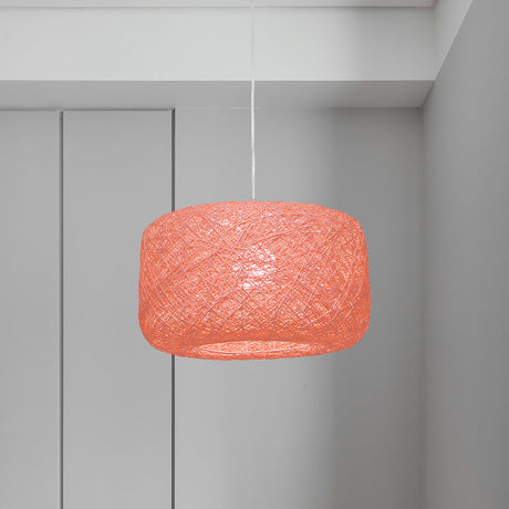 Modern Woven Rattan Drum Hanging Light Fixture - 8/12 Diameter 1 Head Pendant Lamp Black/White