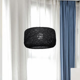 Modern Woven Rattan Drum Pendant Lamp - 8’/12’ Diameter Black/White