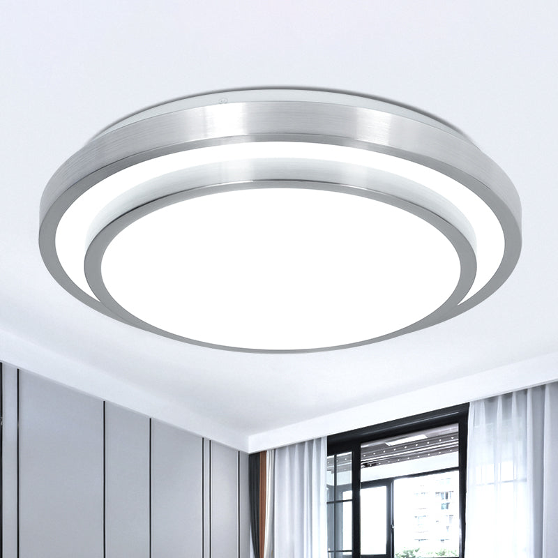 Modern Silver Flush Mount Lighting With Acrylic Shade Integrated Led Ceiling Light For Living Room