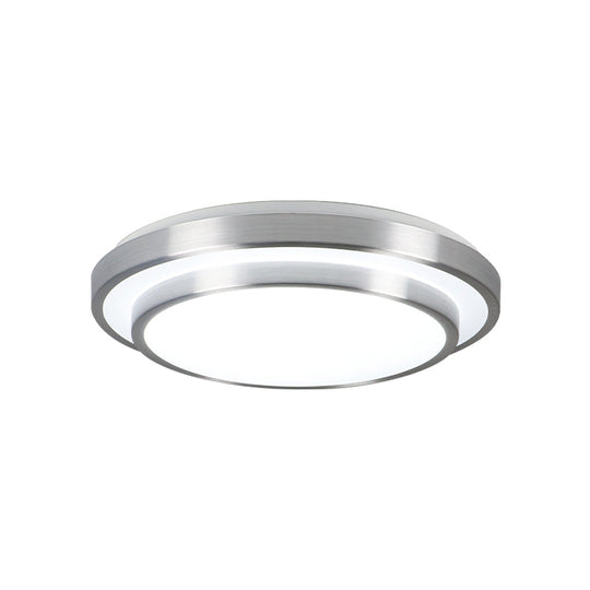 Modern Silver Flush Mount Lighting With Acrylic Shade Integrated Led Ceiling Light For Living Room