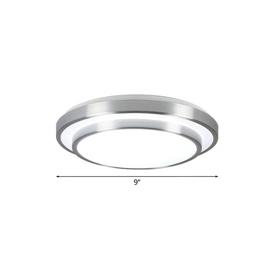 Modern Silver Flush Mount Lighting With Acrylic Shade – Integrated Led Ceiling Light For Living