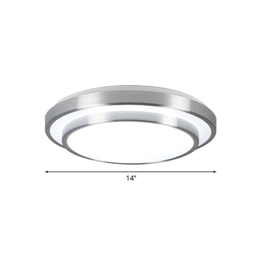Modern Silver Flush Mount Lighting With Acrylic Shade – Integrated Led Ceiling Light For Living