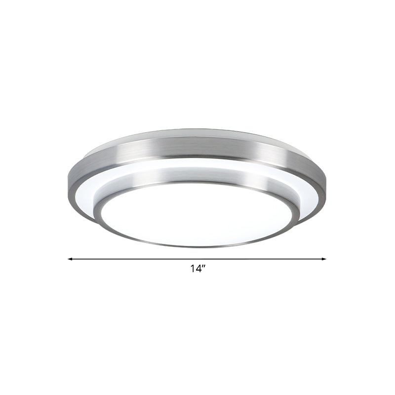 Modern Silver Flush Mount Lighting With Acrylic Shade Integrated Led Ceiling Light For Living Room