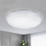 Sleek White Diamond Ceiling Fixture W/ Integrated Led Flush Mount For Living Room - Acrylic Shade In