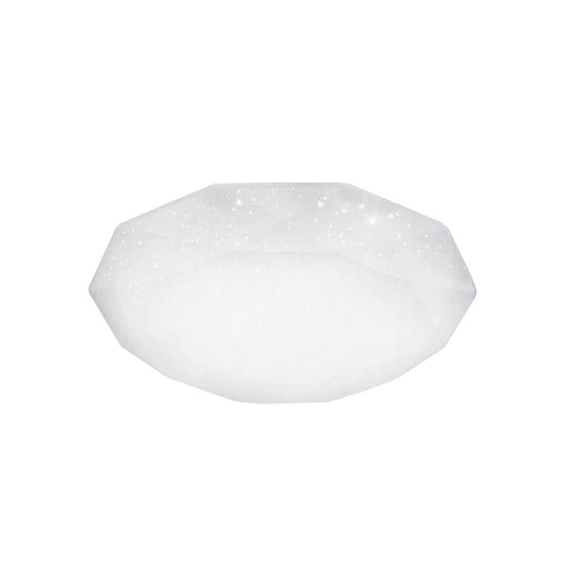 Sleek White Diamond Ceiling Fixture W/ Integrated Led Flush Mount For Living Room - Acrylic Shade