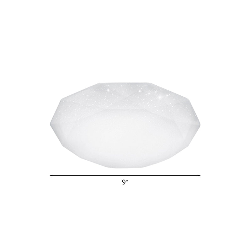 Sleek White Diamond Ceiling Fixture W/ Integrated Led Flush Mount For Living Room - Acrylic Shade