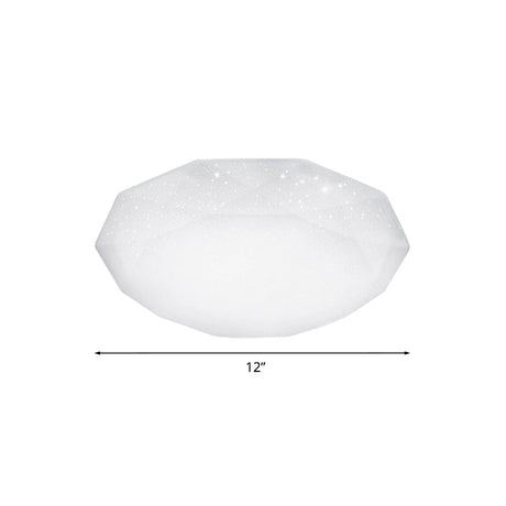 Sleek White Diamond Ceiling Fixture W/ Integrated Led Flush Mount For Living Room - Acrylic Shade In