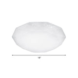 Sleek White Diamond Ceiling Fixture W/ Integrated Led Flush Mount For Living Room - Acrylic Shade In