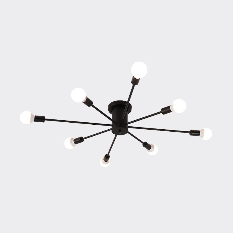 Sputnik Style Ceiling Light In Black/White/Gold With 6/8/10 Heads - Contemporary Semi - Mount