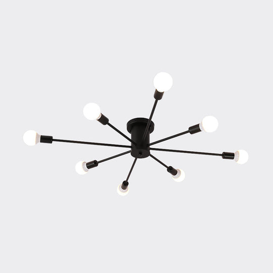 Sputnik Style Ceiling Light In Black/White/Gold With 6/8/10 Heads - Contemporary Semi - Mount