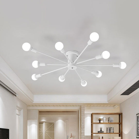 Sputnik Style Ceiling Light In Black/White/Gold With 6/8/10 Heads - Contemporary Semi - Mount