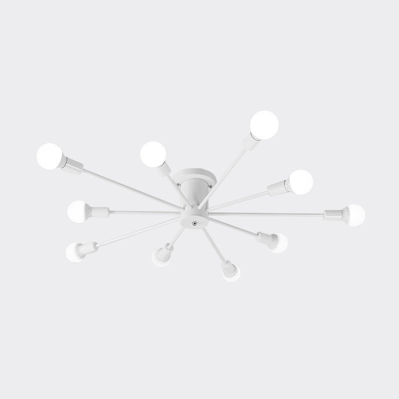 Sputnik Style Ceiling Light In Black/White/Gold With 6/8/10 Heads - Contemporary Semi - Mount