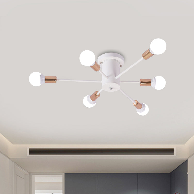 Sputnik Style Ceiling Light In Black/White/Gold With 6/8/10 Heads - Contemporary Semi - Mount