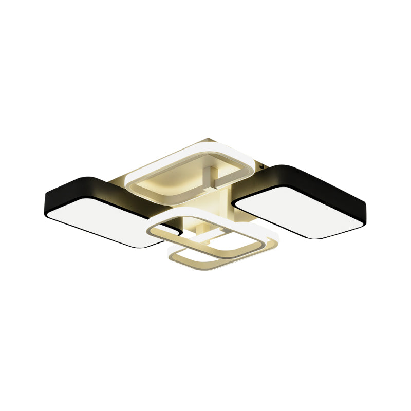 Contemporary Black Rectangular Flush Ceiling Light Led Acrylic Lighting For Living Room - 23/25.5