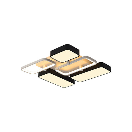 Contemporary Black Rectangular Flush Ceiling Light Led Acrylic Lighting For Living Room - 23/25.5