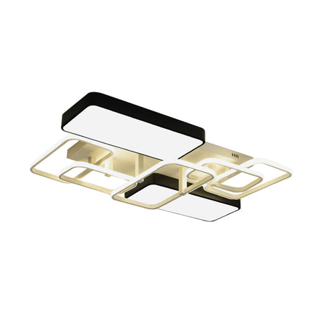 Contemporary Black Rectangular Flush Ceiling Light Led Acrylic Lighting For Living Room - 23/25.5