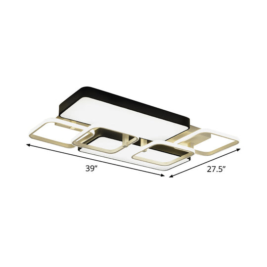 Contemporary Black Rectangular Flush Ceiling Light Led Acrylic Lighting For Living Room - 23/25.5