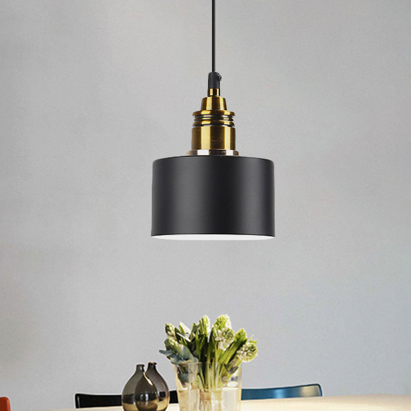 Modern Monochrome Round Shade Hanging Light - Stylish Aluminum Pendant For Study Room Black / 5’